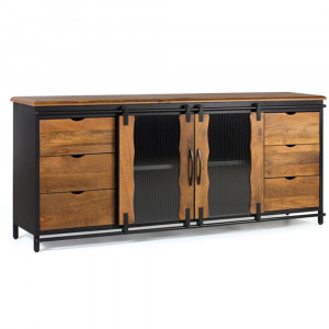 Bufet inferior maro/negru din lemn 190 cm Zanzibar Giner y Colomer