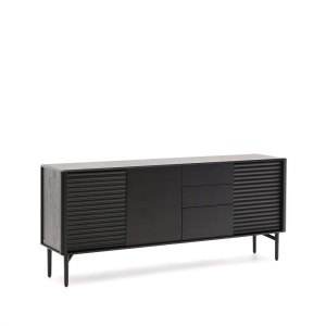 Bufet inferior negru din lemn 200 cm Lenon Kave Home