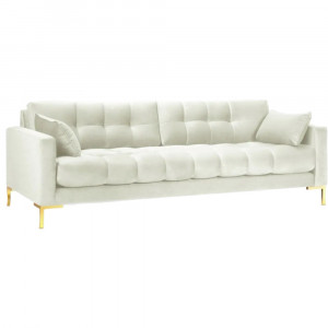 Canapea bej deschis/aurie din catifea pentru 4 persoane Mamaia Micadoni