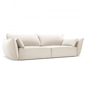 Canapea bej deschis din catifea pentru 3 persoane Kaelle Micadoni