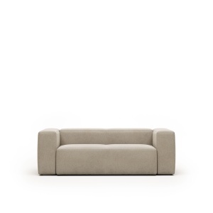 Canapea bej din textil pentru 2 persoane Blok Chenille FR Kave Home
