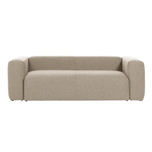 Canapea bej din textil pentru 3 persoane Blok Kave Home