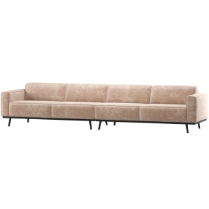 Canapea crem din catifea pentru 4 persoane Statement XL Woood