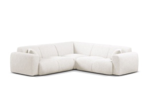 Canapea cu colt alba din textil pentru 5 persoane Molino Boucle Micadoni