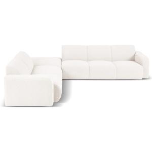 Canapea cu colt alba din textil pentru 6 persoane Molino Boucle Left Micadoni