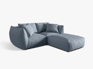Canapea cu colt albastra din textil pentru 4 persoane Chris Art Right Micadoni
