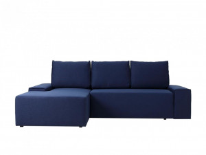 Canapea cu colt albastra din textil si lemn 250 cm Flopp Custom Form