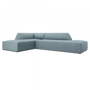Canapea cu colt albastru deschis din textil pentru 4 persoane Ruby Corduroy M Left Micadoni