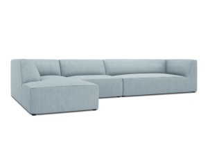 Canapea cu colt albastru deschis din textil pentru 5 persoane Ruby Corduroy Left Micadoni