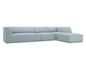 Canapea cu colt albastru deschis din textil pentru 5 persoane Ruby Right Corduroy Micadoni