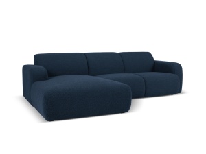 Canapea cu colt albastru inchis din textil pentru 4 persoane Molino Boucle Left Micadoni