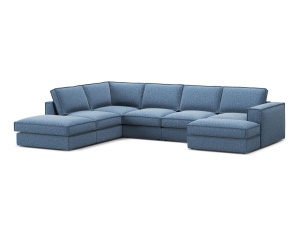 Canapea cu colt albastru inchis din textil pentru 5 persoane Pola Left Micadoni