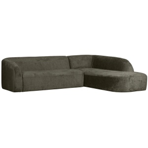Canapea cu colt albastru inghet din catifea 274 cm Sloping Right Woood