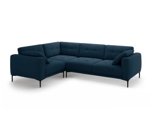 Canapea cu colt albastru royal din catifea pentru 4 persoane Bemy Left Velvet Micadoni