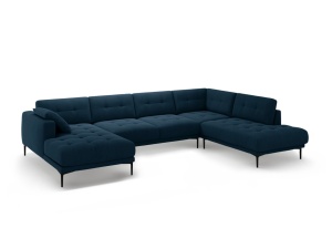 Canapea cu colt albastru royal din catifea pentru 7 persoane Bemy Left Right Velvet Micadoni