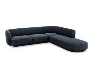 Canapea cu colt albastru royal din textil pentru 6 persoane Miley Haga Chenille Right Micadoni