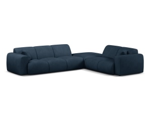 Canapea cu colt albastru royal din textil pentru 6 persoane Molino Chenile Right Micadoni