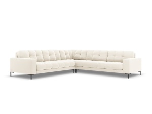 Canapea cu colt bej deschis/neagra din catifea pentru 6 persoane Mamaia Symmetrical Left Right Micadoni