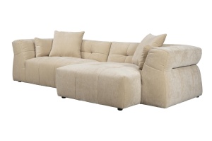 Canapea cu colt bej din catifea pentru 4.5 persoane Hodge Right Dutchbone