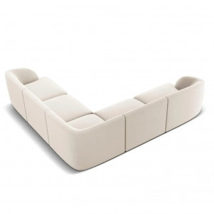 Canapea cu colt bej din catifea pentru 5 persoane Miley Micadoni