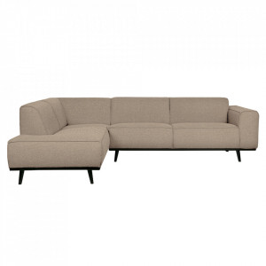 Canapea cu colt bej din textil 274 cm Statement Left Woood