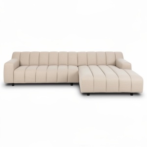 Canapea cu colt bej din textil pentru 2.5 persoane Oakland Right Quiet Object