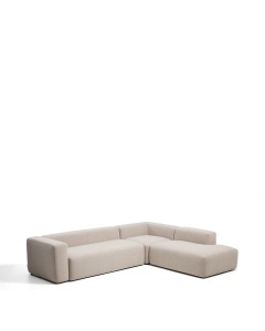 Canapea cu colt bej din textil pentru 5 persoane Blok Chenille Right Kave Home
