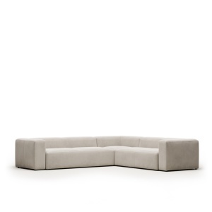 Canapea cu colt bej din textil pentru 5 persoane Blok Kave Home