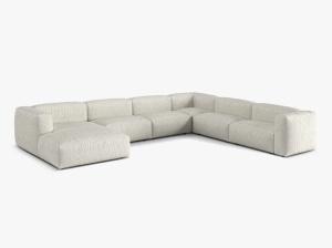 Canapea cu colt bej din textil pentru 6 persoane Martina Boucle Right Micadoni