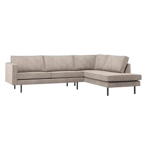 Canapea cu colt bej inchis din textil 266 cm Rodeo Rib Right Woood