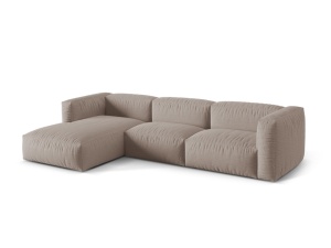 Canapea cu colt bej inchis din textil pentru 3 persoane Martina Left Micadoni