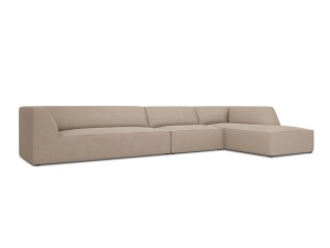 Canapea cu colt bej inchis din textil pentru 5 persoane Ruby Right Micadoni