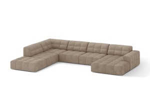 Canapea cu colt bej inchis din textil pentru 7 persoane Jennifer Panoramic Chenille Left Micadoni