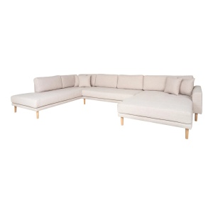 Canapea cu colt bej nisipiu din textil 370 cm Lido Left Right House Nordic