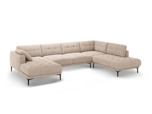 Canapea cu colt bej nisipiu din textil pentru 7 persoane Bemy Left Right Structural Micadoni