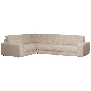 Canapea cu colt bej travertin din textil 316 cm Second Date Rib Left Woood