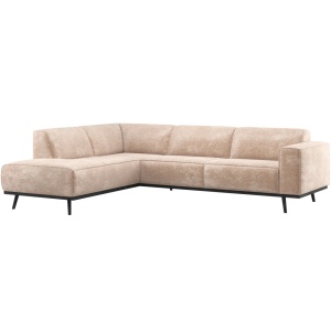Canapea cu colt crem din catifea 274 cm Statement Left Woood