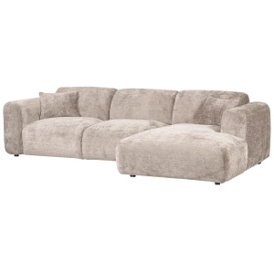 Canapea cu colt crem din textil 280 cm Cloud Right Chenille Woood