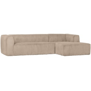Canapea cu colt crem din textil 305 cm Bean Hefty Right Woood