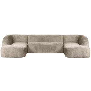 Canapea cu colt din catifea crem 339 cm Sloping Woood