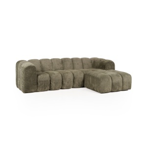 Canapea cu colt din textil verde pentru 3 persoane Gajos Right Quiet Object