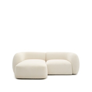 Canapea cu colt ecru din textil pentru 2 persoane Martina Chenille Left Kave Home