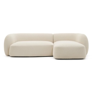 Canapea cu colt ecru din textil pentru 3 persoane Martina Chenille Right Kave Home