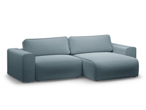 Canapea cu colt extensibila albastru deschis din textil pentru 3 persoane Victor Right Micadoni