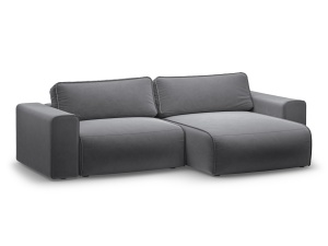 Canapea cu colt extensibila albastru inchis din catifea pentru 3 persoane Victor Right Micadoni