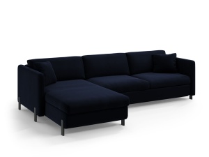 Canapea cu colt extensibila albastru royal din catifea pentru 4 persoane Gloria Left Micadoni
