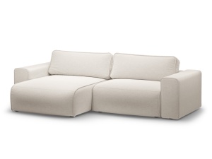 Canapea cu colt extensibila bej deschis din textil pentru 3 persoane Victor Left Micadoni