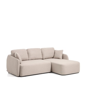 Canapea cu colt extensibila bej din textil pentru 3 persoane Laira Right Kave Home