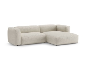 Canapea cu colt extensibila bej din textil pentru 4 persoane Martina Boucle Right Micadoni