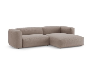 Canapea cu colt extensibila bej inchis din textil pentru 4 persoane Martina Right Micadoni